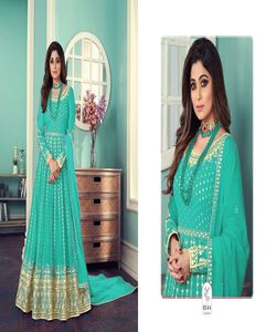 Traje de Salwar kameez para mujer, ropa india y paquistaní, Red de seda de trabajo de piedra bordada, precio bajo, venta al por mayor - Product Image 6