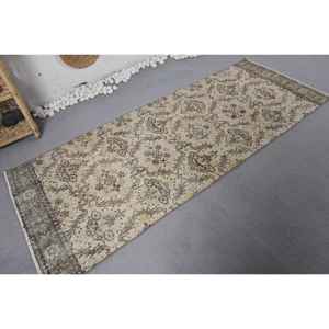 Tapis Patchwork Classique Vintage en Laine Polyester Coton 3X7.4 pieds Beige Gris avec Motif Oriental pour Salon ou Chambre - Product Image 2