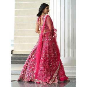 Trendmalls - Lehenga Choli Dupatta Rosa para Mujer, Cuello en V, Línea A, Satén Bordado con Lentejuelas, Transpirable, Cintura Natural - Product Image 5