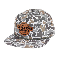 Casquettes Snapback Camouflage à Visière Plate avec Cordon, Patch en Cuir, Logo Avant, Multicolores, Unisexe, Performance, Extérieur, Fête, Voyage, Pêche