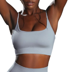 Soutien-gorge de sport sans couture pour femme, col rond, léger et extensible, haut court pour l'entraînement, le yoga, la gym, le fitness, avec bande large – Grande Vente - Product Image 2