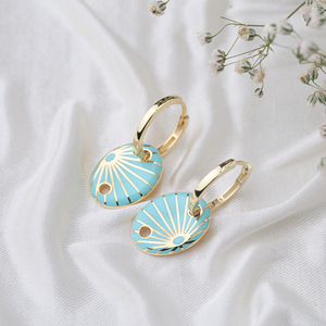 Boucles d'oreilles pendantes de forme ovale en émail turquoise faites à la main en gros turc 925 bijoux en argent Sterling - Product Image 3
