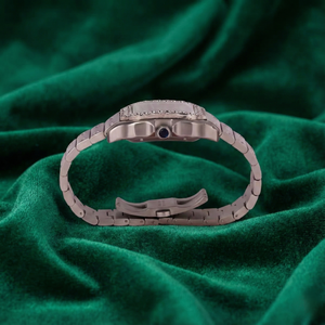 Luxury Square Moissanite Iced Watch Stainless Steel Blue Dial Date Sapphire Glass Waterproof Dress T*mep*ece - Product Image 4