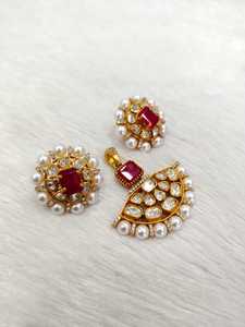 สร้อยคอและต่างหูประดับอัญมณีโบราณประดับมุกและหินเหมาะสำหรับงานแต่งงานและงานปาร์ตี้ - Product Image 5