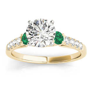 Juego de Joyería Fina de Oro Amarillo de 18K con Diamantes y Esmeralda, Anillo de Compromiso de Tres Piedras de 0.55ct - Product Image 4