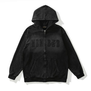 Logo personnalisé Acid Wash Sun Faded Sweatshirt Heavyweight Basics Haute Qualité Thermique French Terry Puff Print Full Zip up Hoodies - Product Image 1