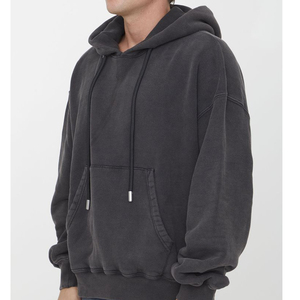 เสื้อมีฮู้ดฮิปฮอปโอเวอร์ไซส์วินเทจสะพายไหล่สไตล์สตรีทฝรั่งเศส - Product Image 5