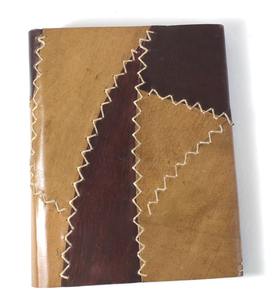 Journal intime en papier de coton recyclé fait à la main, couverture en cuir de serrure de journal de promotion d'usine personnalisée, patch cousu à la main, travail - Product Image 3