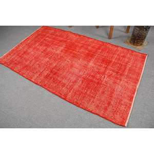 Tapis moderne vintage de grande surface de 3.9x6.7 pieds, rouge, style turc, laine et latex, pour adolescents, design de couloir rectangulaire - Product Image 4