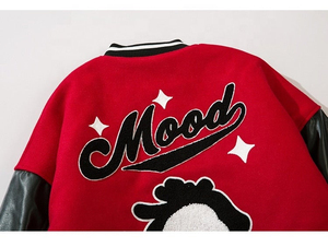 Veste universitaire en laine et cuir pour homme tendance 2025 personnalisée Streetwear à capuche avec patch de broderie 2 poches latérales hiver - Product Image 4