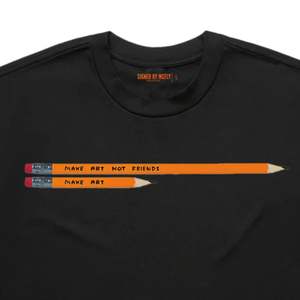 Make Art Not Friends Graphic <b>T</b> <b>Shirt</b> for Men and <b>Women</b> Minimal Pencil Design Black Cotton Artist Tee - Product Image 3