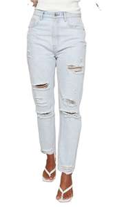 Jeans Ajustados Desgastados para Mujer con Logotipo Personalizado al por Mayor, Cintura Alta, Secado Rápido, Transpirables, OEM - Product Image 3