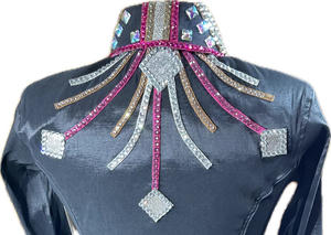 Tela de tafetán elástica hecha a mano Cowgirl Western Show Shirt para ropa ecuestre y equitación - Product Image 4