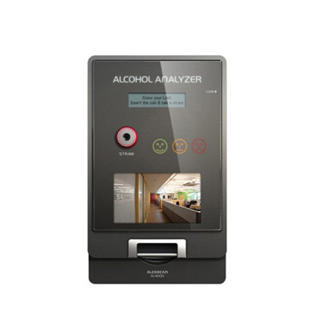 Compact Wall Mount Money to Coin Operated Vending Style Active Pressure Sensor AlcoScan AL4000 Breathalyzer