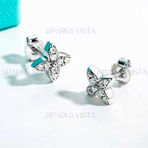 Fashion Luxury Diamond Stud Earrings 925 Silver Four-Leaf Clover Design Wholesale Fine Jewelry with IGI Certificate - Product Image 3