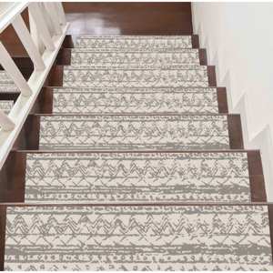 Tapis imprimé motif Kilim gris, tapis d'escalier antidérapant moderne, tapis de marche - Product Image 3