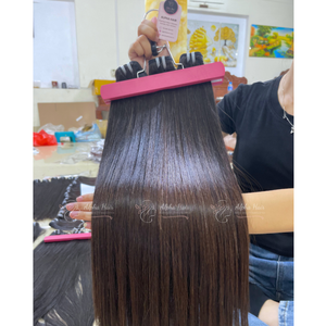 2024 vente chaude HD dentelle perruque longue durée soyeux os droit Extensions de cheveux humains Super lisse pas de cheveux colorés emmêlés - Product Image 1