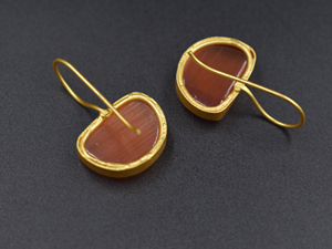 Pendientes de moda pendiente de moda fabricante proveedor 18K chapado en oro inoxidable Piedra Natural pendientes redondos - Product Image 4