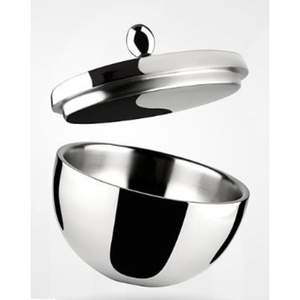 Plat à friture en acier inoxydable avec couvercle en argent Décoration de vaisselle Plat de service Casserole à vendre - Product Image 2