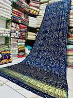 Collection Ssumaira – Dupatta indien vintage en soie Gajji, broderie lourde en or Mukesh, réversible, séchage rapide, infroissable, protection solaire