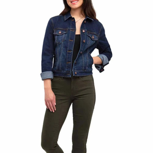 Vestes en jean décontractées pour femmes, lavées, 100% coton, manches longues, veste pour femmes lavée avec tissu personnalisable - Product Image 1