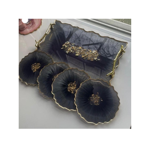 Bandeja de servicio de resina epoxi Bandeja hecha a mano de resina utilizada en artesanías personalizadas para hoteles y hogares Más vendidos - Product Image 6