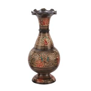 High Quality Brass Flower <b>Vase</b> With <b>Beautiful</b> Engraving Gold And Black Finished Table Decoration Flower <b>Vase</b> - Product Image 2