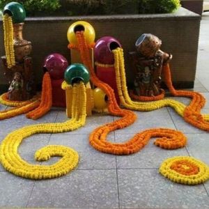Handmade Beautiful Marigold Strings Floral Garland for Home Festive Event Decorations for Birthday Diwali-Available for Sale - Product Image 4
