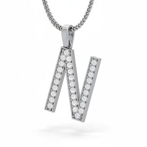 Custom Natural Diamond Alphabet N Unisex Pendant Genuine Diamond Initial <b>Letter</b> Fine Jewelry Designed for Men and Women Wear - Product Image 1