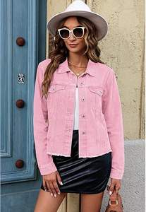 Boomletcorp-Chaqueta vaquera de gran tamaño para mujer, prendas de vestir informales con botones y relleno de algodón - Product Image 5