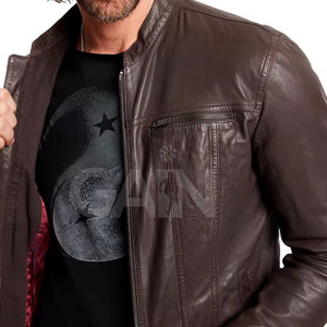 Chaqueta de Motociclista de Cuero Genuino para Hombre, Estilo Casual de Invierno, con Capucha, Ecológica, Transpirable, de Lona, Precio de Fábrica - Product Image 6
