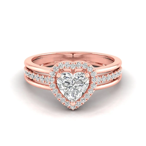 Bague de fiançailles en or 14 carats avec diamant de laboratoire en forme de cœur de 1,02 carat pour femmes, avec pierres latérales rondes, bijoux romantiques et radieux - Product Image 6