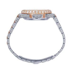 Montre de luxe en acier inoxydable à quartz et diamant faite à la main en moissanite conception de bracelet lisse scintillant clair pour la fête à la mode en vrac - Product Image 6