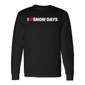 เสื้อยืดแขนยาว I Love Snow Days สีดำ คอกลม ขนาดกลาง สำหรับผู้ใหญ่ ทั้งชายและหญิง - Product Image 2