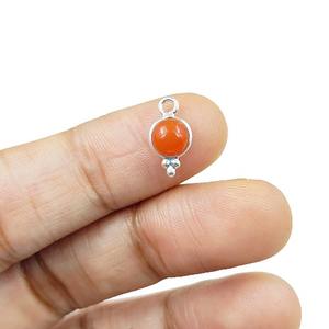 925 plata esterlina 6mm naranja cornalina piedra preciosa colgante elegante bisel conjunto chapado en oro mujeres collar fabricación suministros al por mayor - Product Image 1