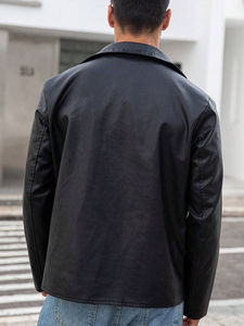 แจ็กเก็ตหนังแท้มีฮู้ดสำหรับผู้ชายและผู้หญิงใช้ได้ทั้งชายและหญิงมีปกตั้งวัสดุทำจากผ้าขนสัตว์แบบบางสำหรับฤดูหนาว - Product Image 4