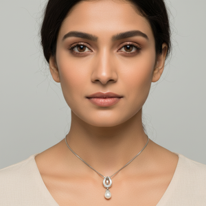 Conjunto de Colgante de Perlas Naturales de Agua Dulce con Cadena de Una Sola Hilera, Antideslustre, Venta al por Mayor - Product Image 6