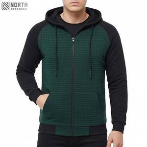 Sudadera con capucha y hombros caídos para hombre, 100% algodón, con logotipo personalizado, jersey de gran tamaño, sudadera de lana con doble cremallera Reversible - Product Image 1