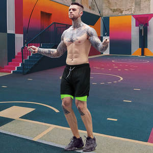 Pantalones Cortos Deportivos de Felpa para Hombre, Diseño Moderno, Tinte Uniforme, Cintura Alta con Cordón, para Gimnasio, Entrenamiento, Fitness - Product Image 2