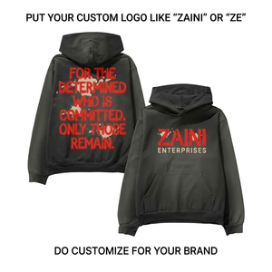 500 GSM Heavyweight Cotton Blend Acid Wash Hoodie Dark Grey Vintage Wash Screen Print Puff Print Custom Logo - Product Image 1