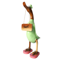 Canard en bois de bambou en gros pour la décoration de la maison avec étiquette de nom personnalisée, figurine d'animal en bois de canard