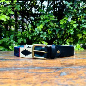 Ceinture de polo en cuir de buffle aquatique Gaucho Equestrian, fil recyclé, durable, boucle carrée en alliage de zinc solide, largeur 35 mm, personnalisable - Product Image 3