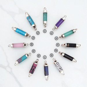 Rose Howlite Turquoise Hexagone Double Point DIY Fabrication de Bijoux Connecteur Galvanisé Cap Tube En Laiton En Gros De Mode Pendentifs - Product Image 3
