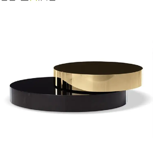 Mesa central redonda de lujo para café de diseño moderno con vidrio templado y titanio de acero inoxidable para sala de estar de hotel - Product Image 6