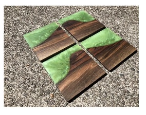 Juegos de posavasos de madera y resina hechos a medida por encargo, posavasos de resina marina, resina personalizable para el hogar y la Oficina - Product Image 2