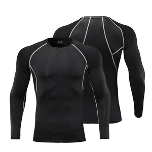 Camiseta de compresión para hombre, camiseta de entrenamiento deportivo para gimnasio, capa base de entrenamiento para correr, camiseta ajustada atlética elástica transpirable de secado rápido - Product Image 1