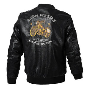 Chaqueta de Motociclista de Cuero PU para Hombre, Otoño Invierno, Felpa, Lavada, Accesorios de Motocicleta - Product Image 2