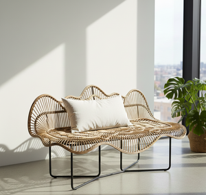 Banco de Ratán Tradicional para Jardín Exterior, Elegante, Minimalista, Duradero, Ecológico, Sostenible y Cómodo para Sala de Estar - Product Image 4