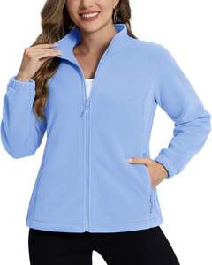 Chaqueta de lana con cierre de cremallera de diseño Polar suave y ligera para mujer, chaqueta estampada de algodón transpirable, bolsillos prácticos de talla grande - Product Image 1