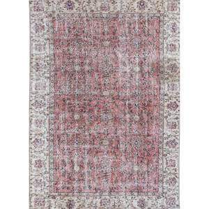 Tapis en laine noué à la main vintage grande surface Pae-2907, motif floral rouge-orange, pour salon, couloir, rectangulaire, pour adolescents - Product Image 1